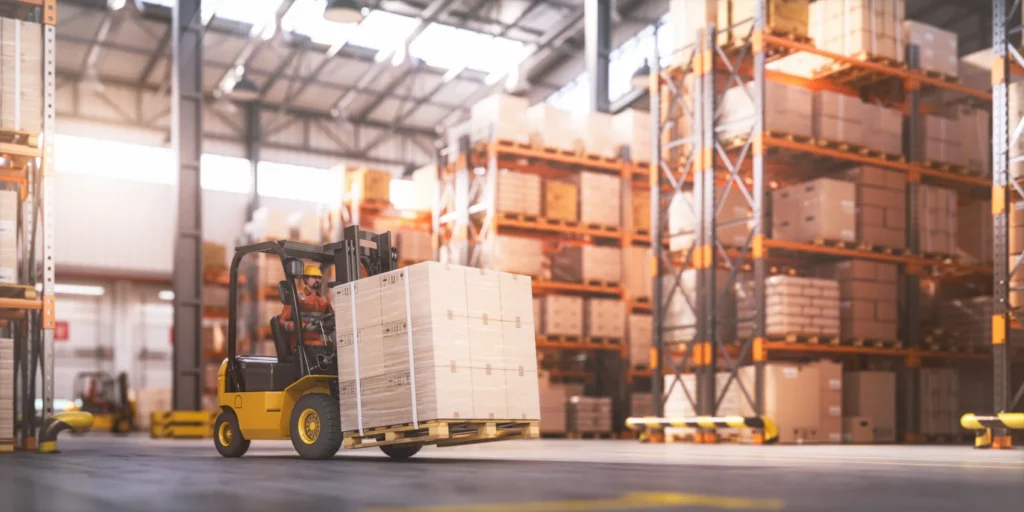 E-commerce fulfillment warehouse with organized product inventory