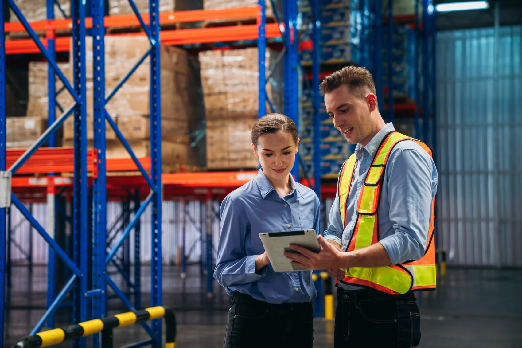 Worker checking stock levels in the warehouse